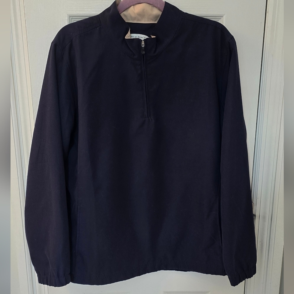 Pebble Beach Men's 1/4 Zip Navy Pullover Windbreaker, Size XL (1204)
